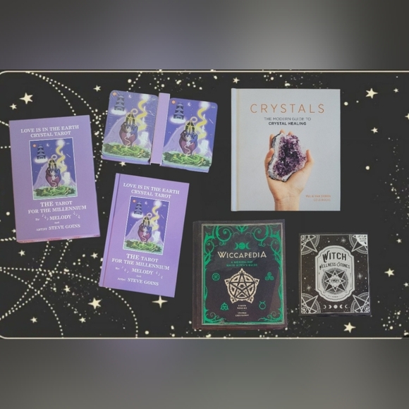 WICCAN WICCA LOT ~ TAROT CARDS WELLNESS STONES WICCAPEDIA CRYSTAL HEALING GUIDE - Picture 1 of 6